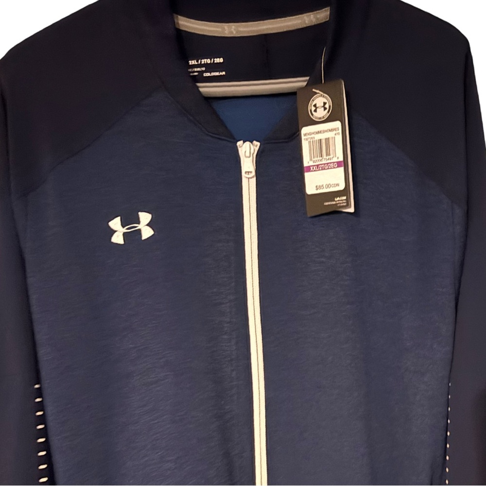 ⸻

Under Armour Men’s Full-Zip Jacket – Navy/Blue – Size XXL retails $85.00